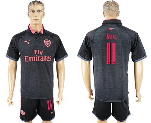Arsenal #11 Ozil Black/Red Soccer Club Jersey